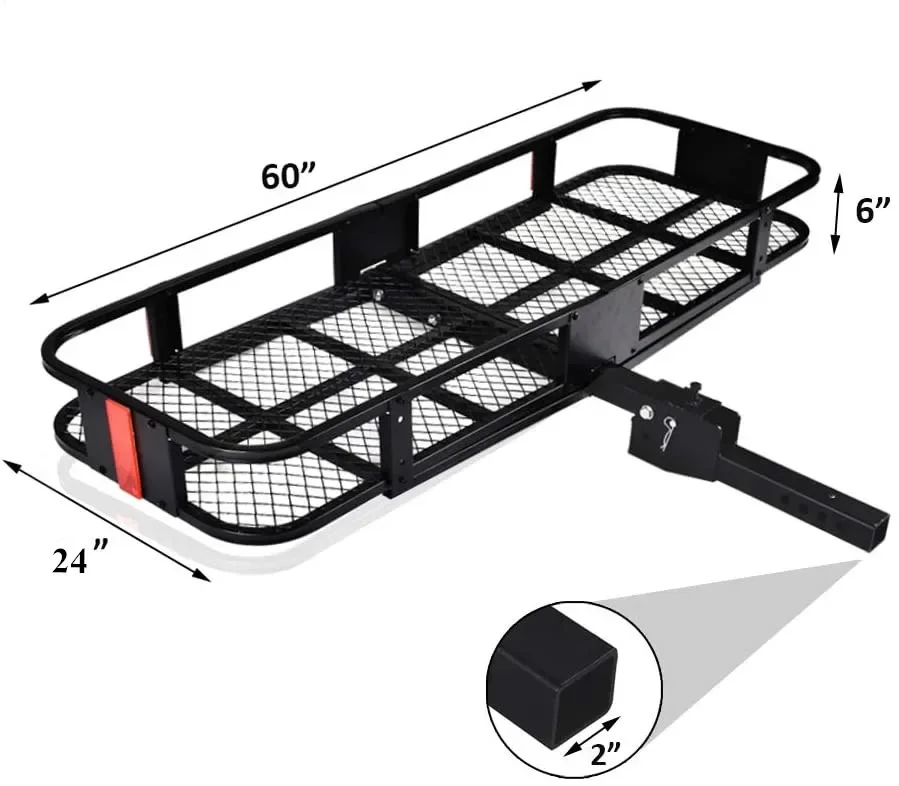 Fold able Powder Coated Steel Tow Hitch Cargo Rack Tow Bar Rear Luggage Carrier