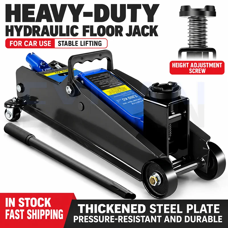 3T Horizontal Heavy-duty Hydraulic Jack Auto Repair Tool Off-Road SUV Sedan Hand Cranked For Tire Changing Under Automotive Load