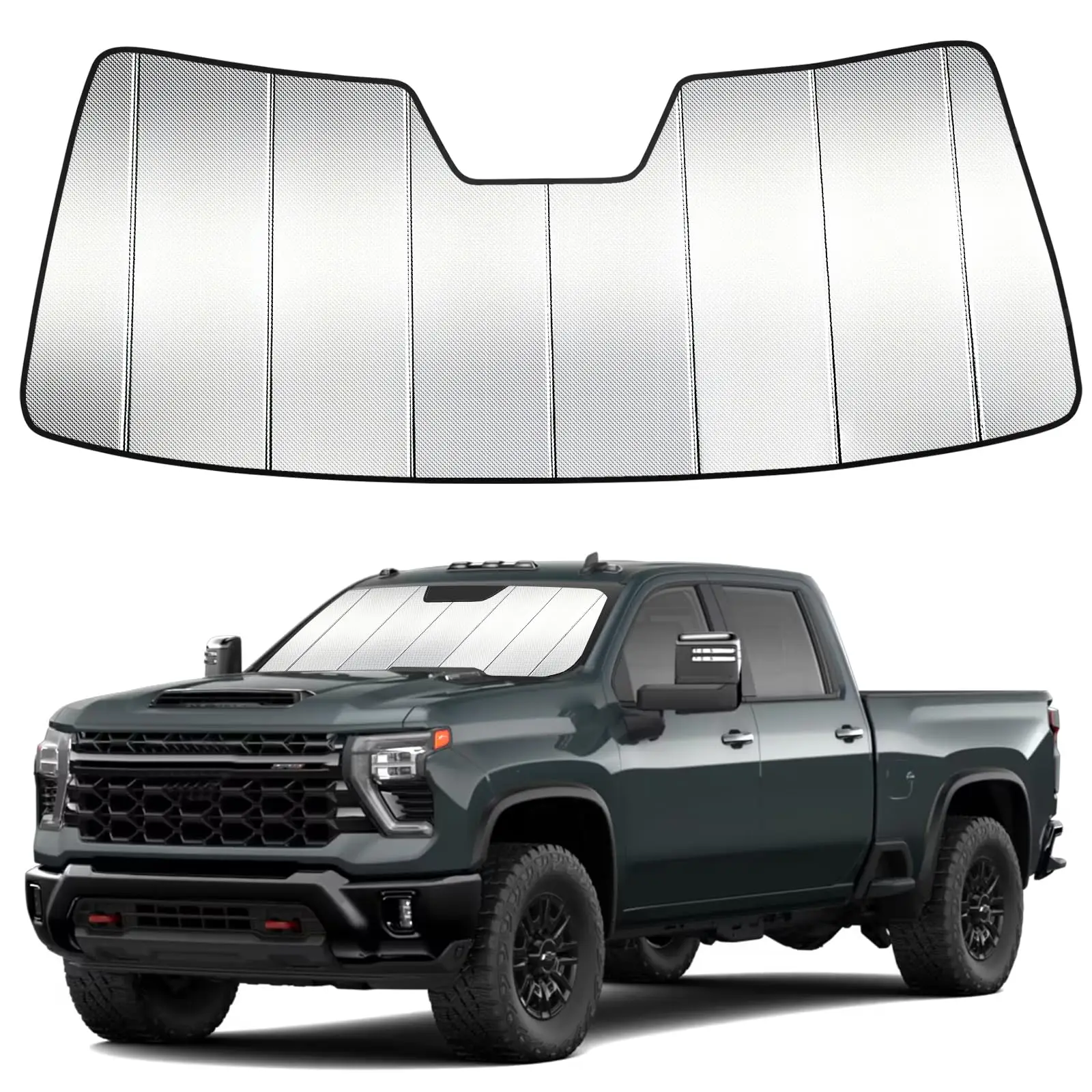 

Custom Fit Windshield Sunshade For Dodge Ram 1500 2019–2025, Accordion Design, Heavy Duty Heat And UV Protection, Keeps