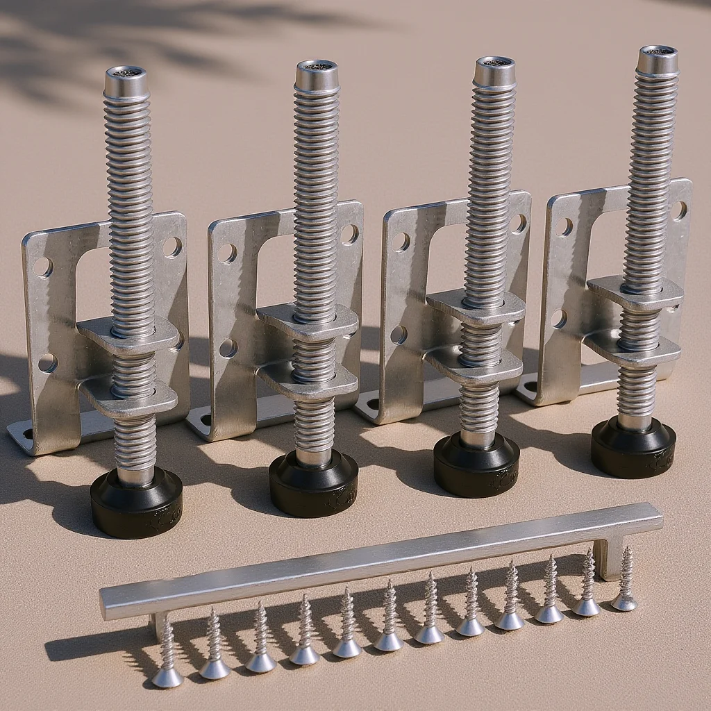 

1 Set Adjustable Leveling Feet Metal Furniture Levelers For Table Cabinet Workbench Shelving Units Heavy Duty Leveler Screw On