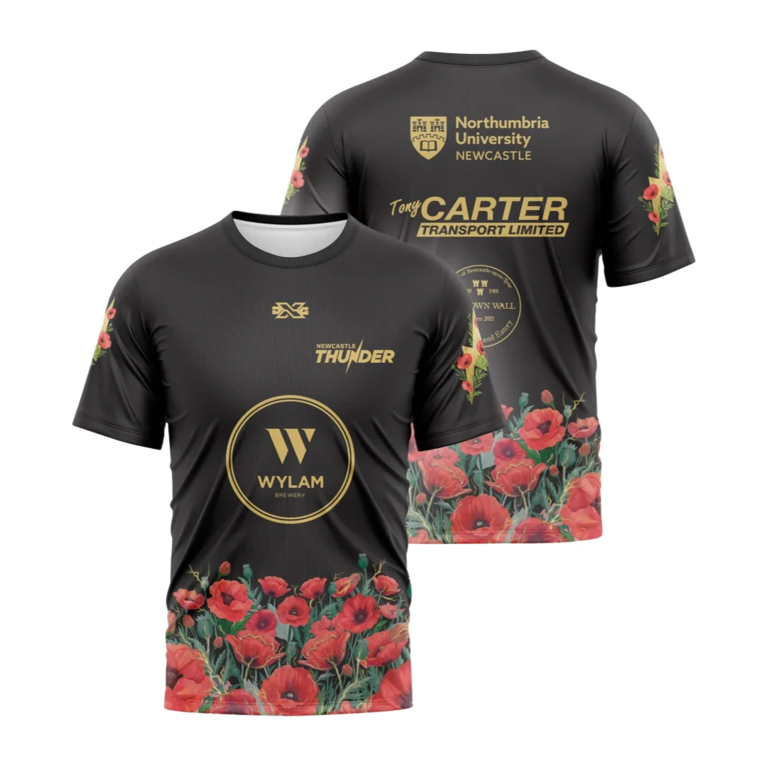 2026 Rugby Fans Jersey Newcastle Thunder 3D Printed Adult Kids Athletic T-Shirt Family Summer Breathable Quick-drying Soft Comfy
