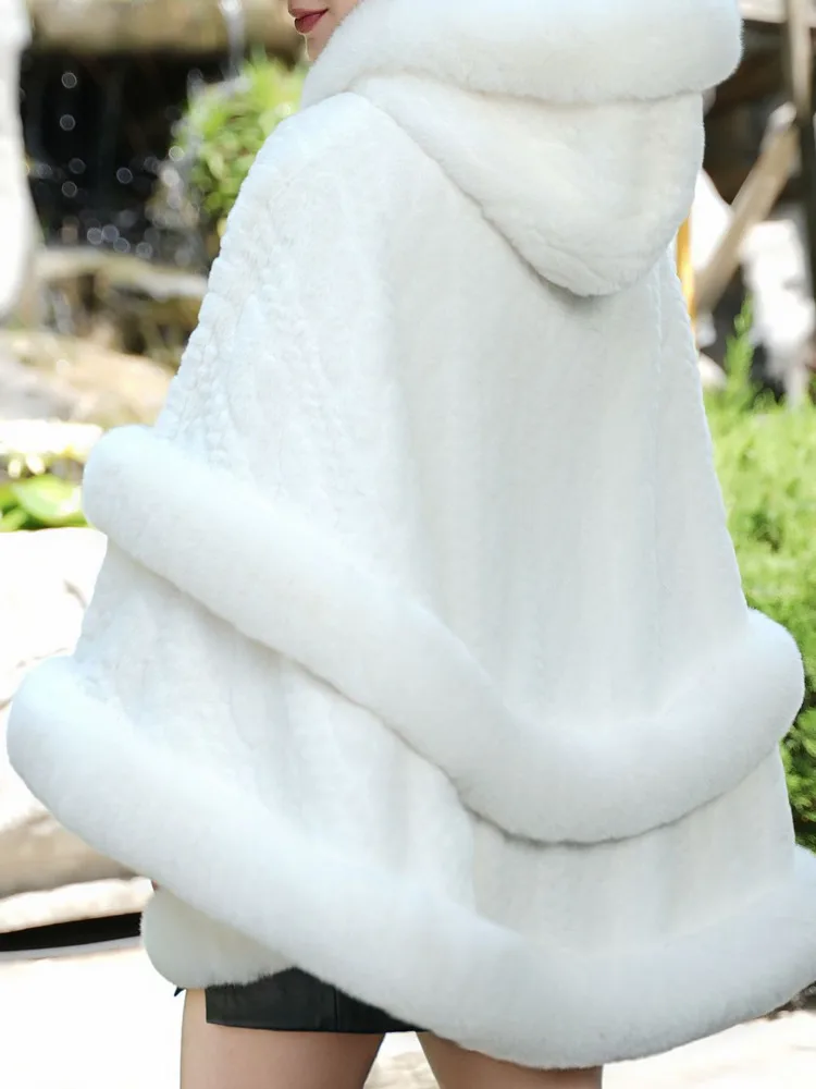 ZMEENNA Damen Winter-Kunstpelzmantel, elegante Kapuze, übergroße Plüschjacke, warme Oberbekleidung, schick, langärmelig, weich, ZM3738