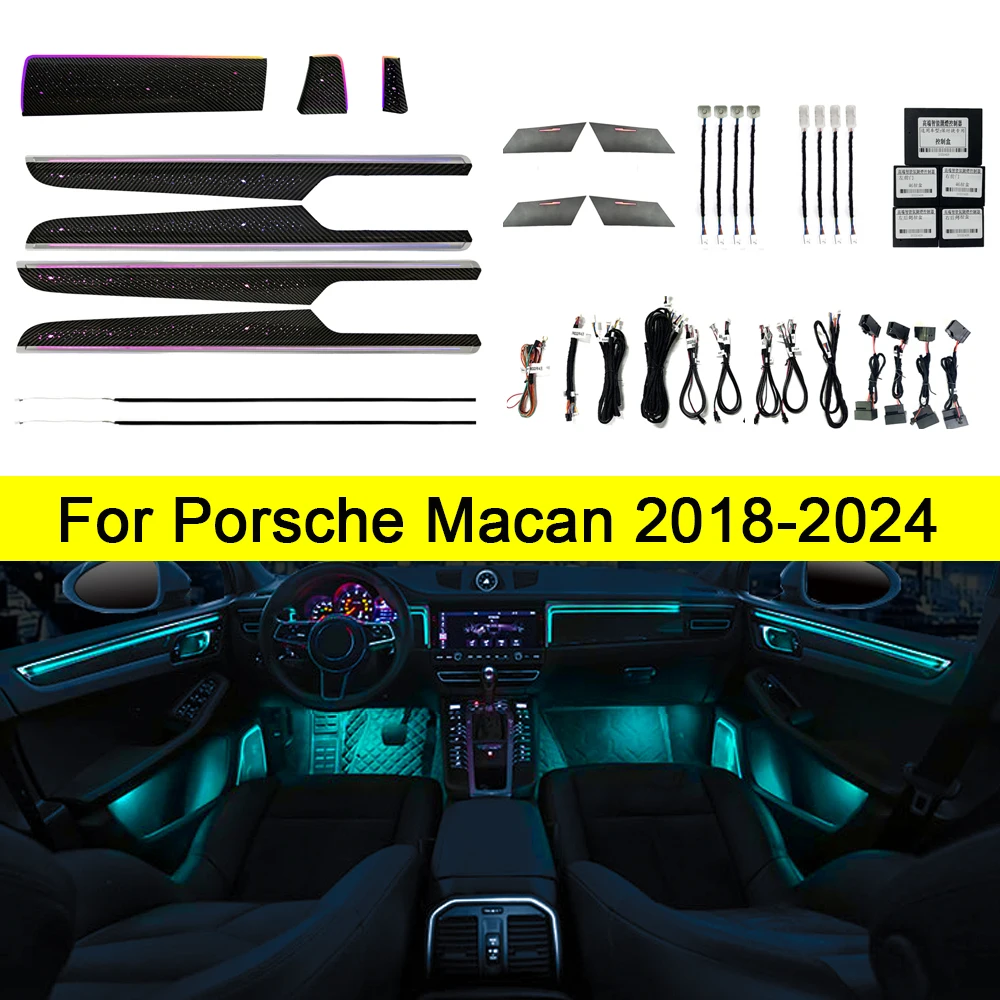 

Для Porsche 2014-2024 Macan замена окружающего освещения декоративной панели, окружающего освещения RGB, зеркала заднего вида и управления через приложение