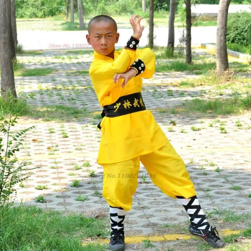 2024 chinese traditional children shaolin monk kung fu uniform martial arts wing chun tai chi suit buddhist monk tops+pants set