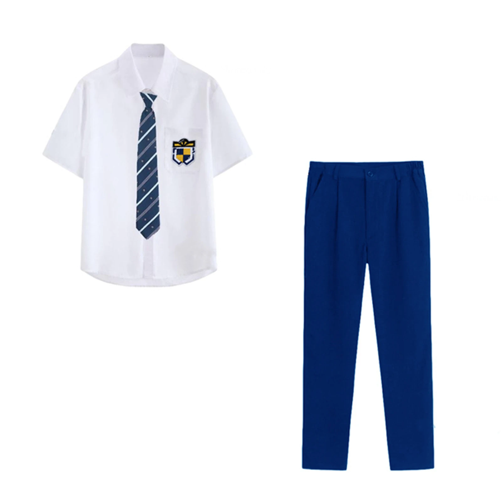 Costume de Cosplay sur scène 7 pour hommes, chemise blanche d'été, uniforme scolaire, T-Shirt et pantalon, uniforme Anime, vêtements d'halloween