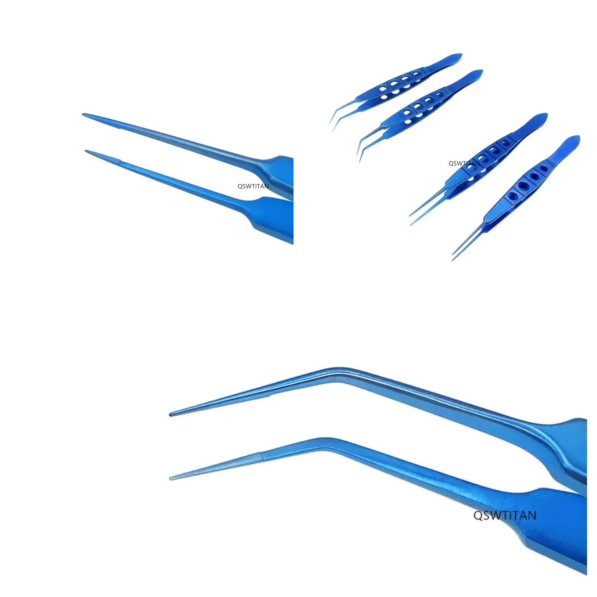 แหนบจักษุวิทยาไทเทเนียมขนาด 110 มม.: เครื่องมือสำหรับดวงตาแบบชิ้นเดียวแบบมีฟัน/ไม่มีฟัน