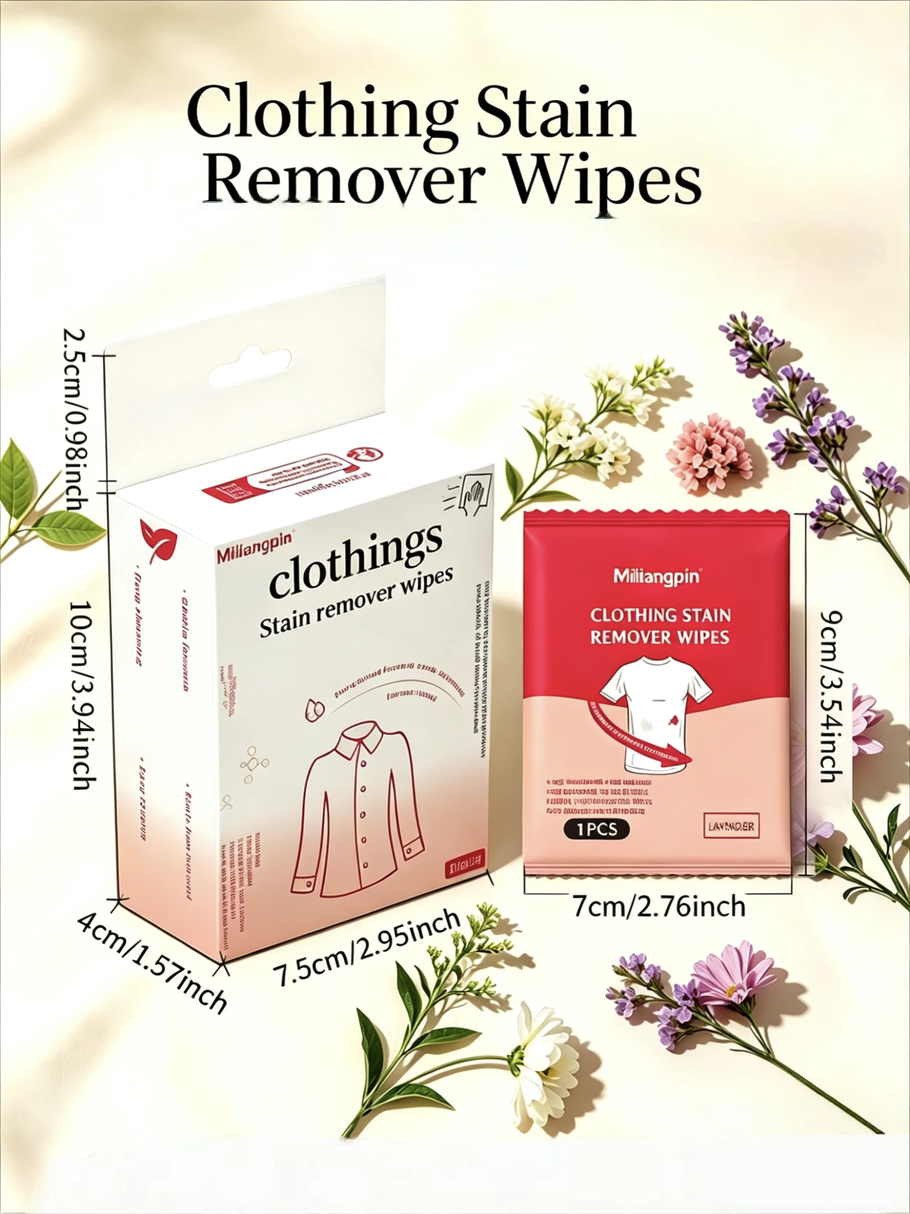 Clothing cleaning wipes, convenient to carry and use/store for outdoor travel; individually wrapped for easy carrying andstorage
