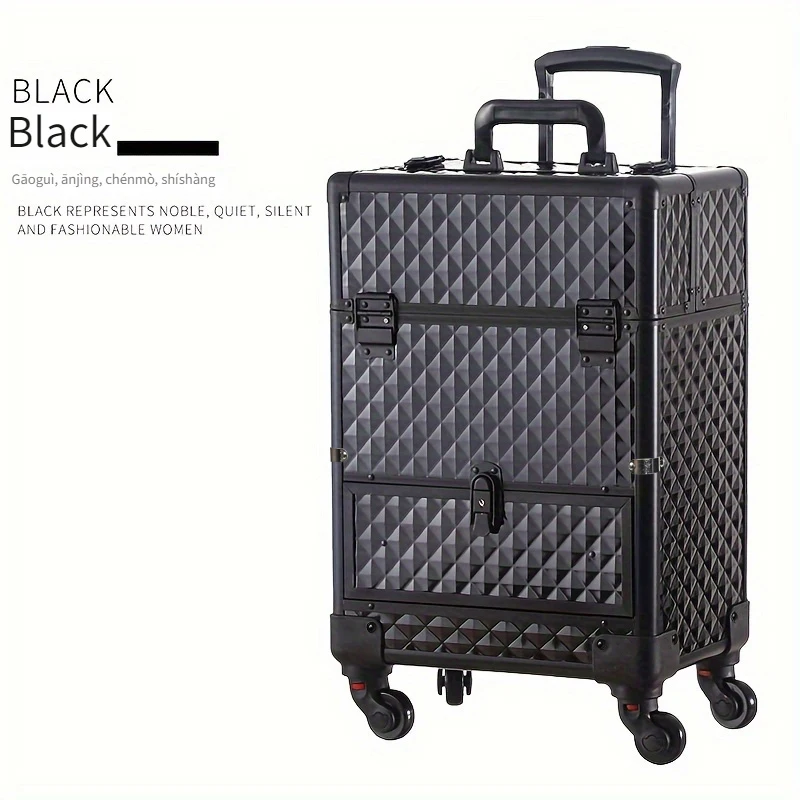 Large Capacity Aluminum Abs Cosmetic Kit Box Artist Storage Case Trolley Makeup Bag With Wheels for Professionals Full Set