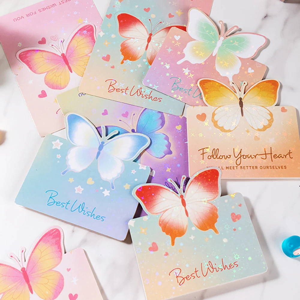 6 قطع من بطاقات المعايدة ثلاثية الأبعاد على شكل فراشة، بطاقة تغليف هدايا نعمة إبداعية لمتجر الزهور #2