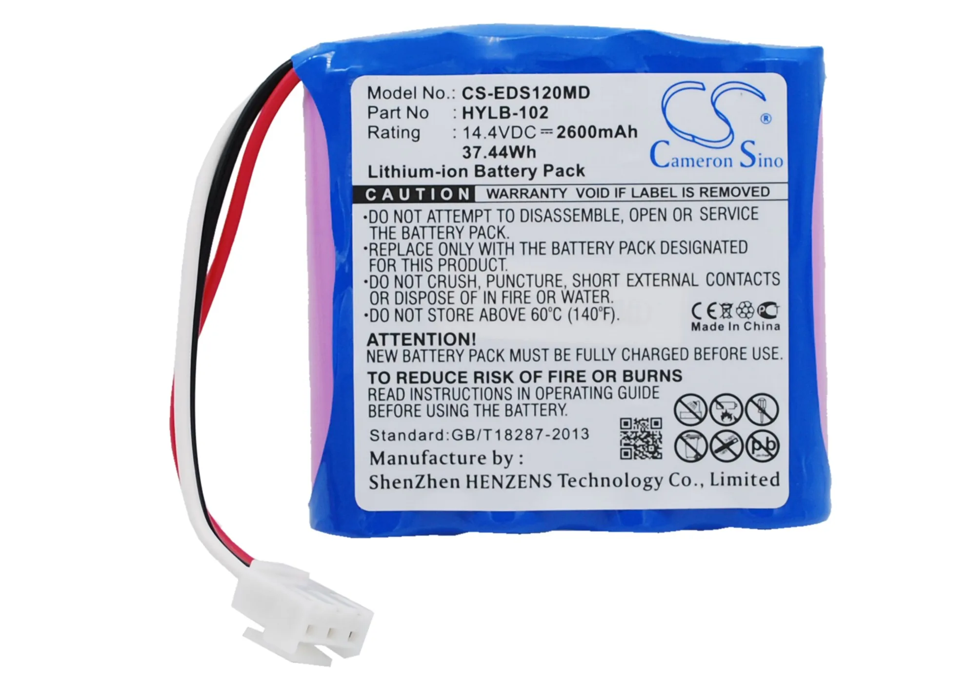 Batería de repuesto CS para Mindray DECG-03A, SE-601A, Electrocardiógrafo DECG-03A, MEC-03 PN: SE-601A 2600mAh / 37.44Wh