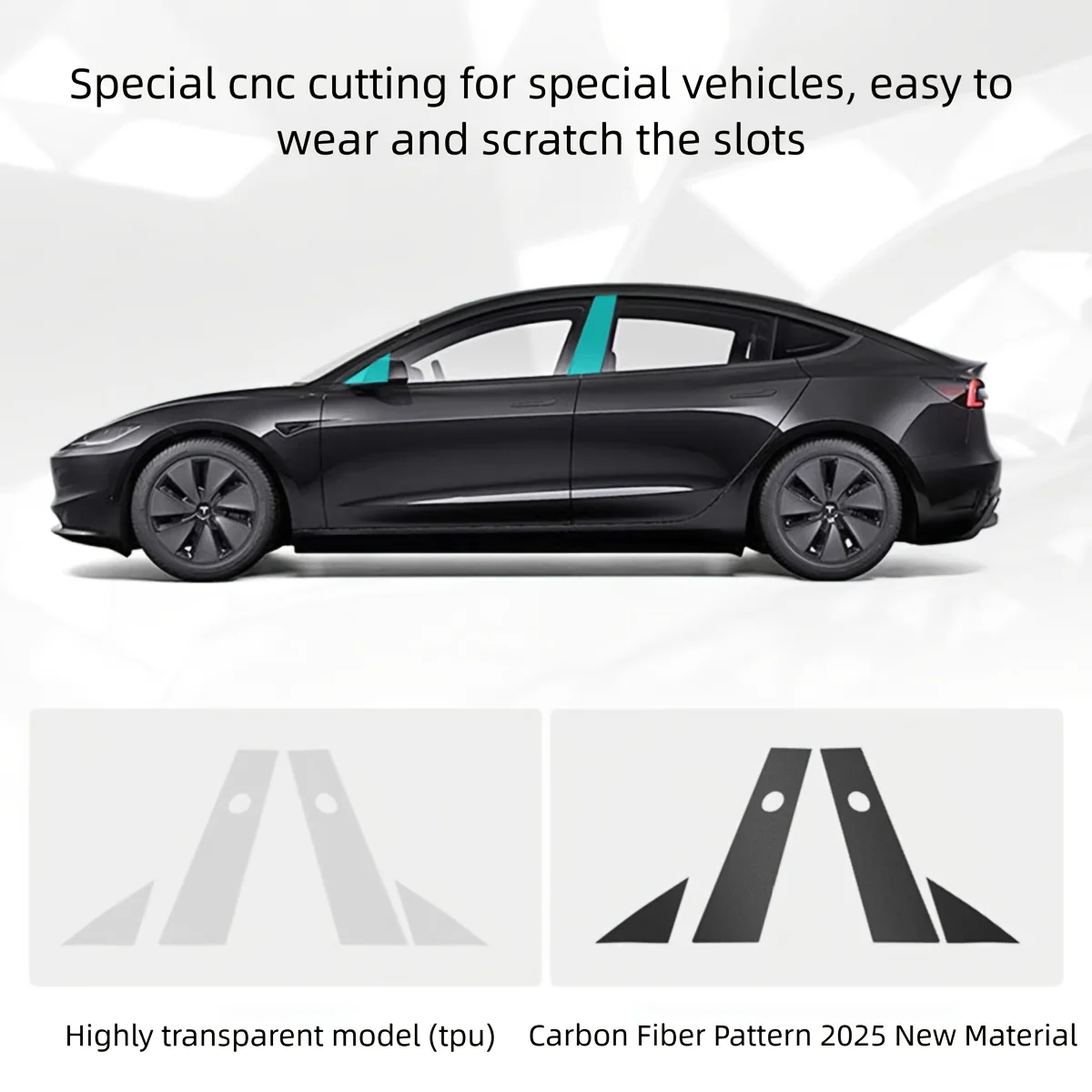 

Suitable for Tesla Model Y/Model 3 B-pillar protection film, carbon fiber sticker, PET color change film, pre-cut transparent in