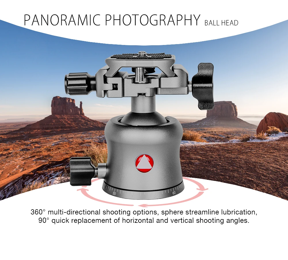 KINGJOY 10X Carbon Fiber DSLR Tripod Professional Photography Camera Tripe with Aluminum 360° Ball Head for Outdoor Travel Photo