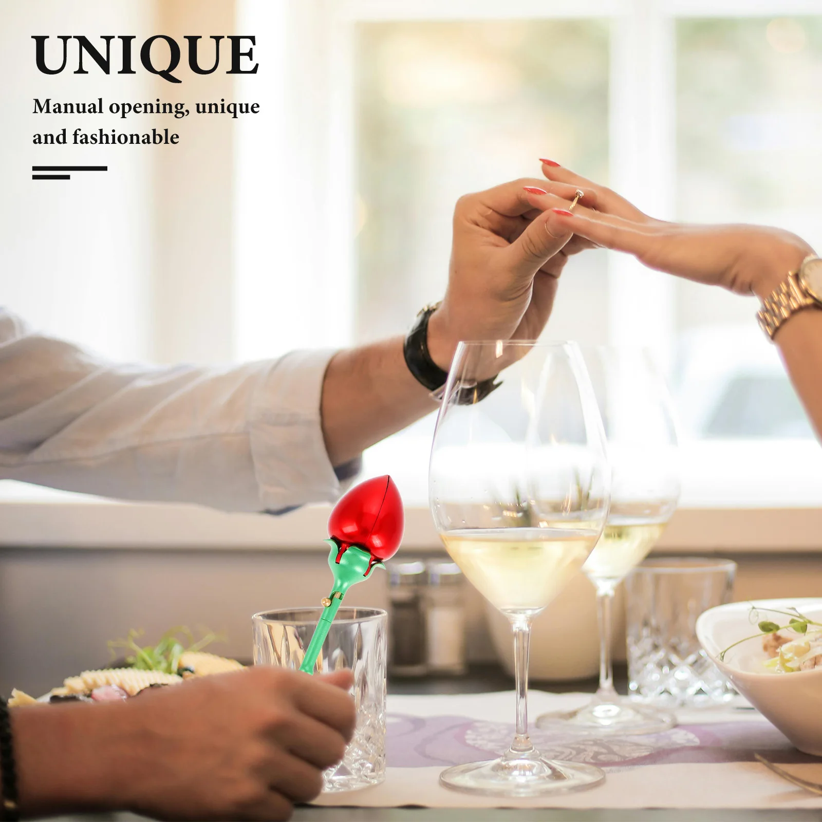 

Rose Ring Proposal Decorations Engagement Case Wedding Ceremony Jewelry for Rings Beautiful Display Unique Design Manual Opening