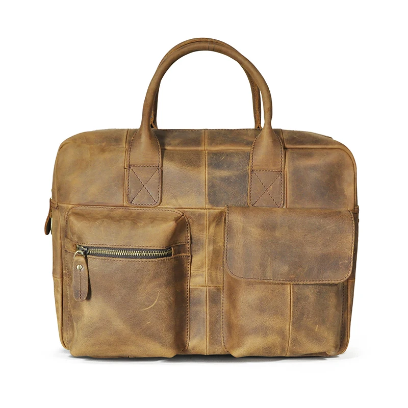 Top Quality Leather Vintage Large Capacity Business Briefcase Bag Male Design Travel Laptop Case Tote Portfolio Bag b331