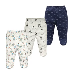 3PCS/Lot Spring Autumn Footed Baby Pants 100% Cotton Baby Girls Boys Clothes Unisex Casual Bottom PP Pants Newborn Baby Clothing