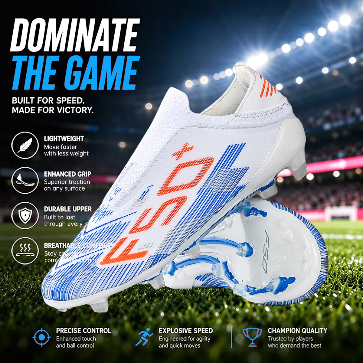 Men AG FG Firm Ground Football Cleats Shock Absorbing Comfort Soccer Boots Wear Resistant for Natural Grass Matches