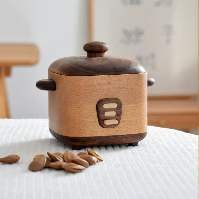 Inner Cavity Size about 9.5*9.5cm Storage Box Vintage Rice Cooker Storage Box Put Some of Your Little Cute It.Storage Containers