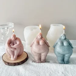 DIY Nordic Abstract Human Body Silicone Candle Mold 3D Fat Female Portrait Sculpture Resin Plaster Casting Molds Home Crafts