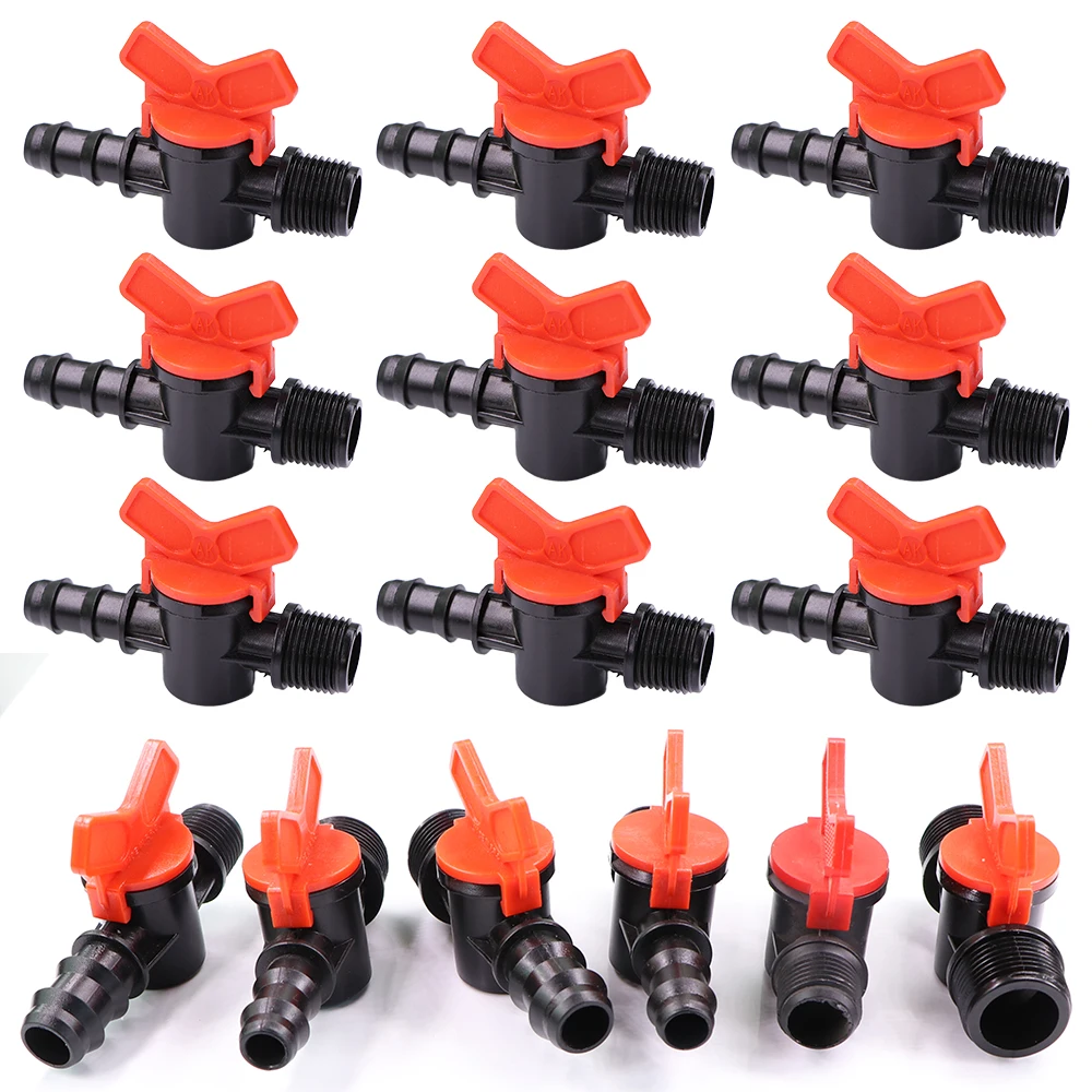 

6 Type Hose Barbed Mini Valve Universal Shut Off Coupling Connectors for Garden Micro Thread Drip Irrigation System Pipe Fitting