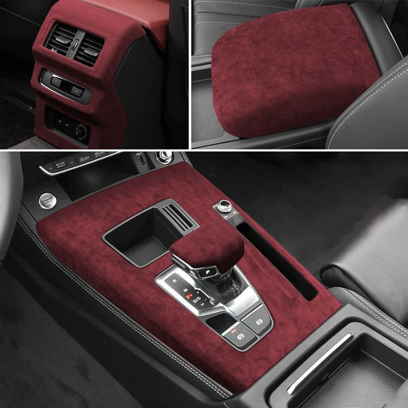 

Suede Gear Shift Knob Cover Central Control Armrest Cover Protector Trim For Audi Q5L 2018-2025 Car Interior Accessorie Auto