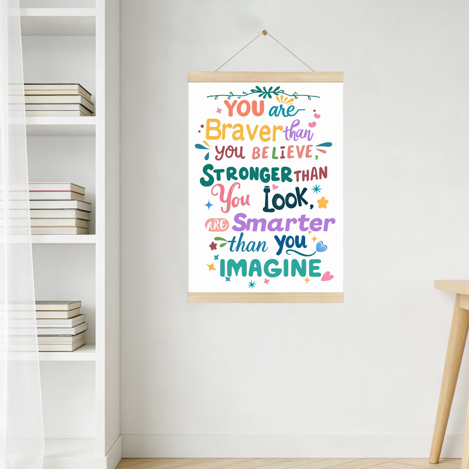 Colorful Inspirational English Quotes Hanging Pictures Suitable for Children's Rooms, Decorative Oil Painting Canvas, Motivation