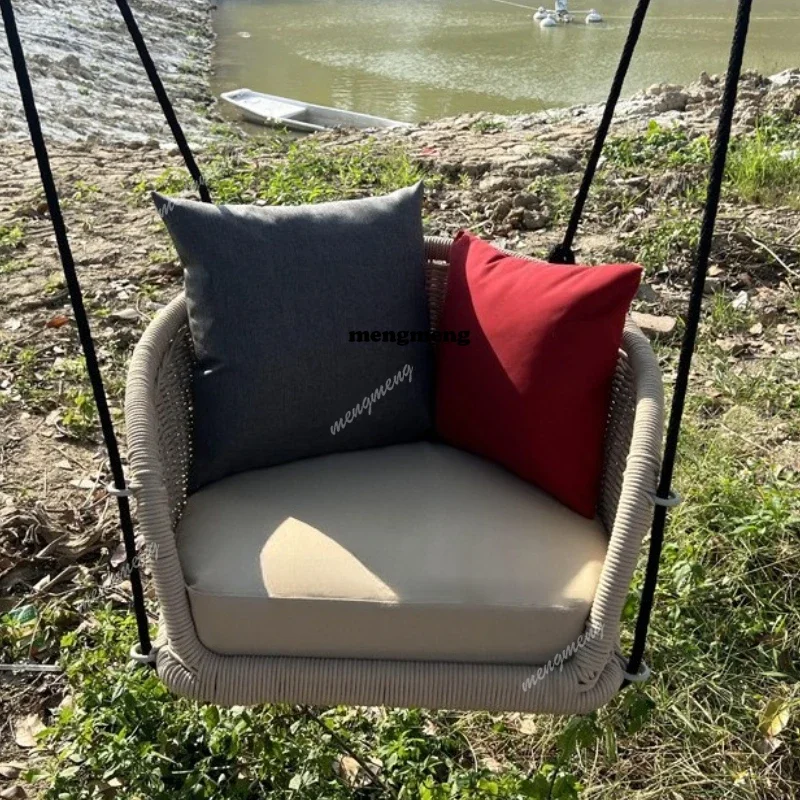 

F182 Luxury Accent Patio Swings Rattan Weaving Balcony Courtyard Comfortable Patio Swings Minimalist Design Furniture Columpiar