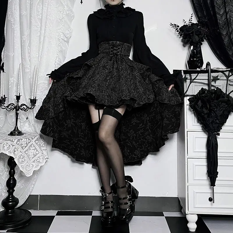 

Coalfell Dark Gothic Slim Trailing Skirt Subculture Halloween Hot Girl High Waist Y2k Skirt