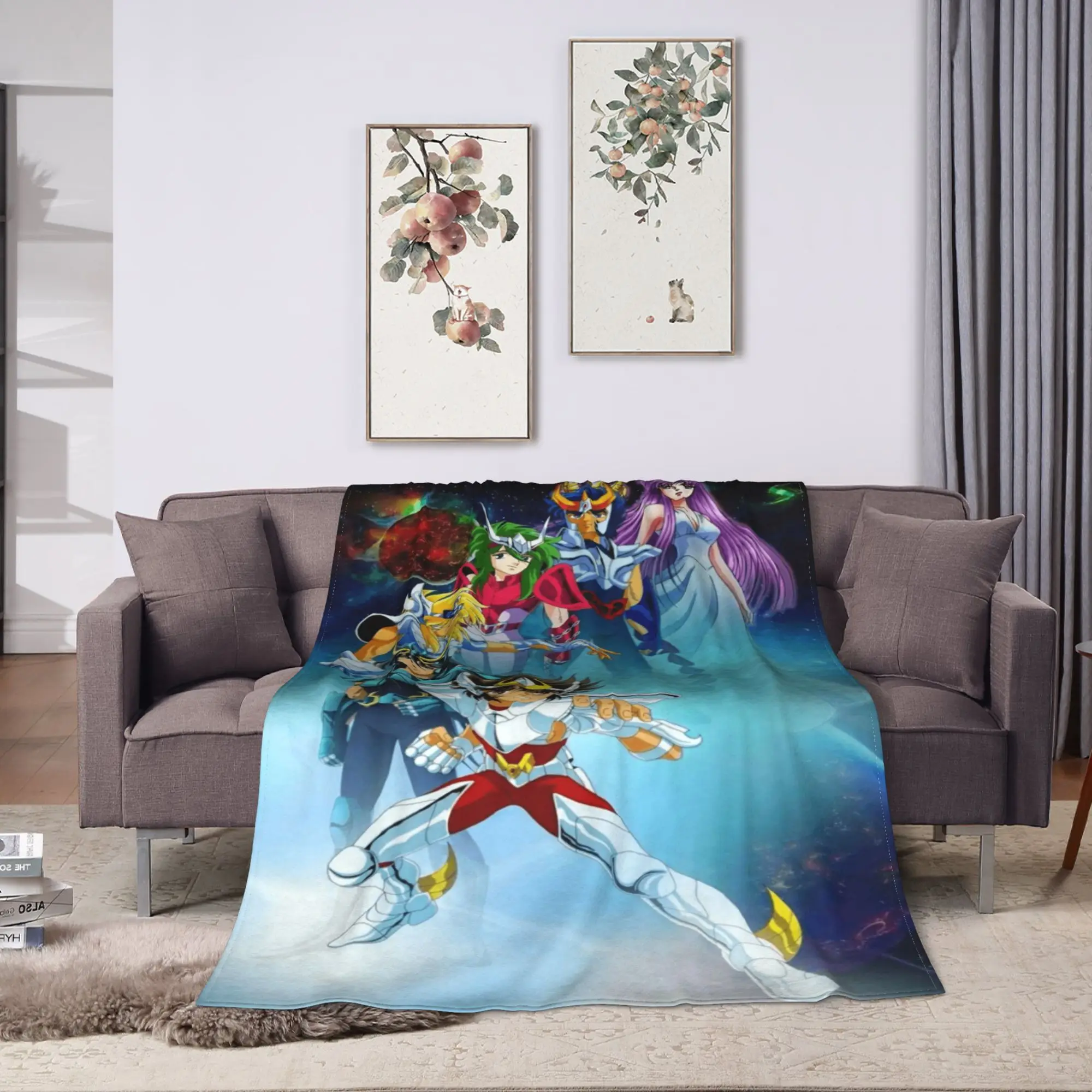 The Knights Soft Comfy Blanket Saint Seiya Aesthetic Picnic Throw Blanket Couch Chair Flannel Bedspread Sofa Bed Cover