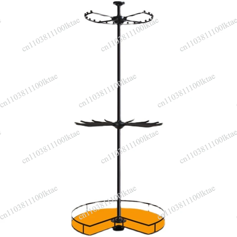 Cloakroom Rotating Hanger Cabinet 360-degree Corner Three-layer Basket, Multi-functional Storage Rack, Home Storage