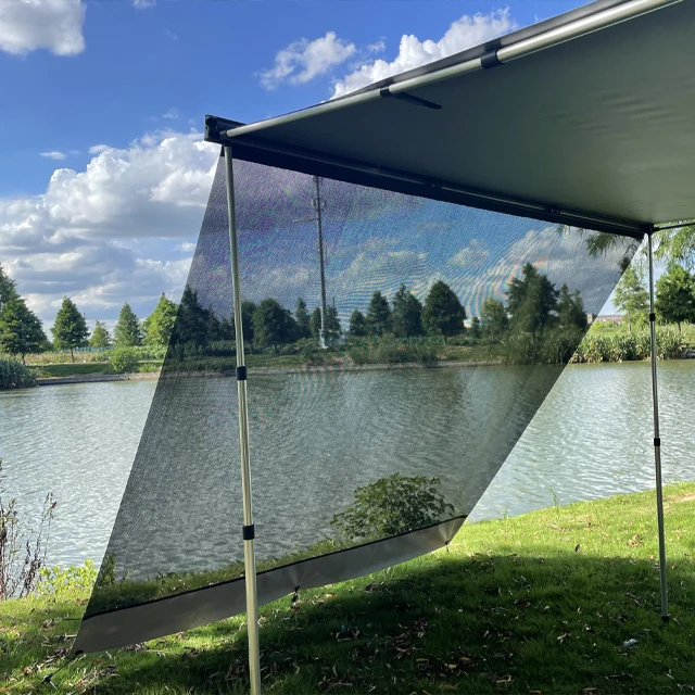 Hot Sale Black Mesh Shade RV Awning Side Sun Shade Screen For Camping Trailer Canopy UV Sun Blocker Complete KitsATV&UTV