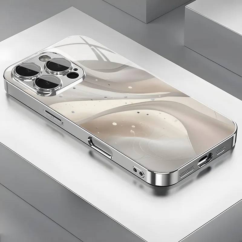 

Minimalist Creative Ripple Pattern Electroplated Phone Case For Samsung Galaxy S25 S24 S23 Ultra Plus FE Tempered Glass Cover