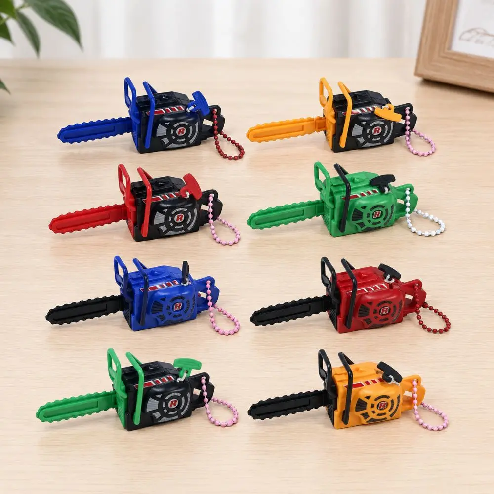 Plastic Electric Saw Keychain Pull Rope Clockwork Power Saw Bag Pendant Portable Handheld Logging Saw Gift Key Decor