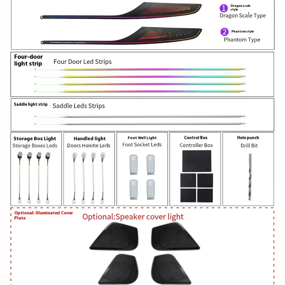 

STLFFor 2012-2018Audis A6 C7RS6 Automotive LED Ambient Light 64 Color Dynamic Atmosphere Door Panel Lights APP Interior Lighting