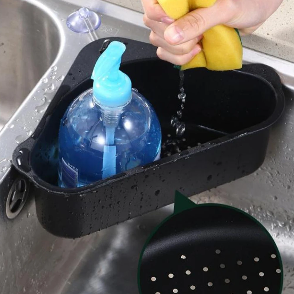 

1 set 1 Set Stainless Steel Sink Drain Basket Sturdy Triangular Storage Holder For Kitchen Fruit Vegetable Washing Drying Rack