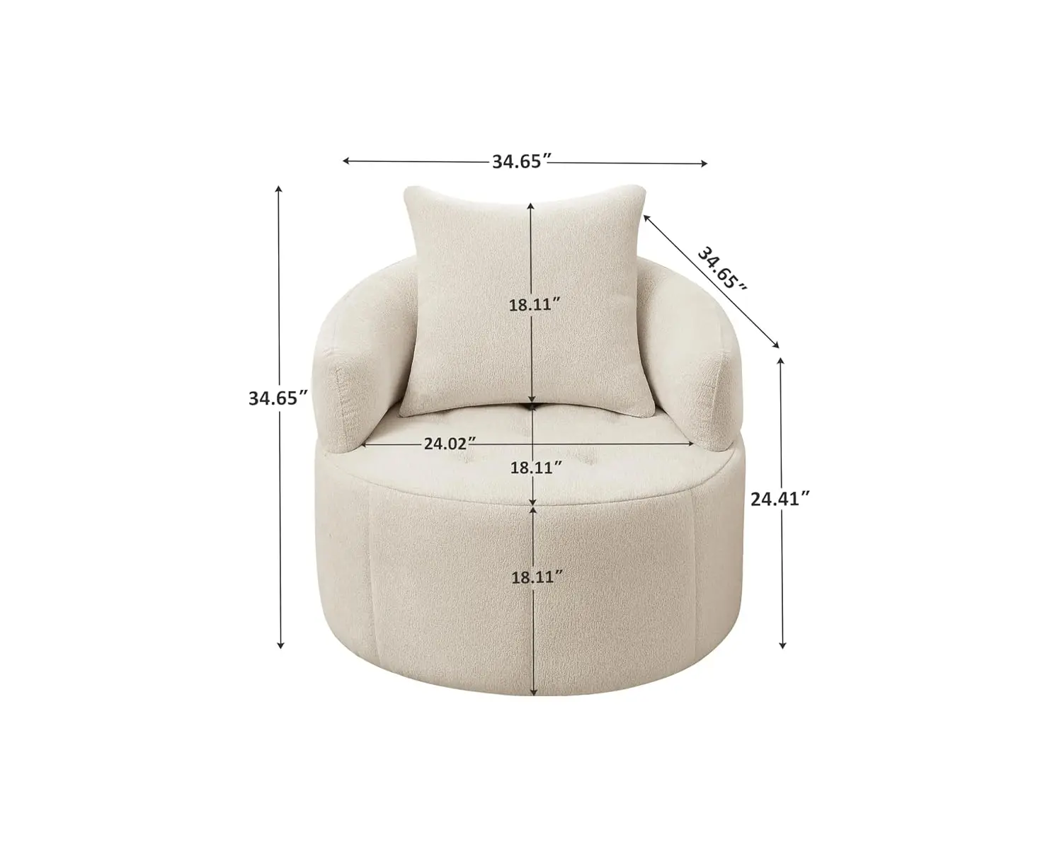 360° Swivel Barrel Chair, Round Accent Chair,Beige,Set of 2, Customized