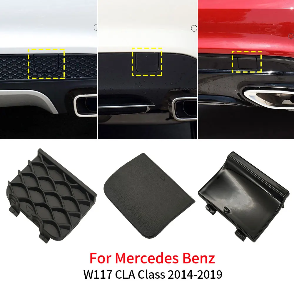 For Mercedes W117 Car Rear Bumper Tow Hook Cover Cap Black For Benz CLA Class 2014-2019 C180 CLA180 CLA200 CLA220 CLA250 CLA300