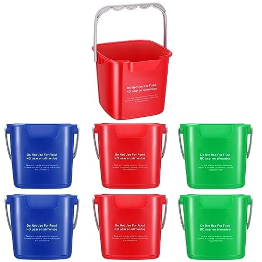 

6 Pcs 3 Quart Cleaning Bucket Small Sanitizing Square Bucket Detergent Pail for Home Commercial Restaurant Kitchen Office Schoo