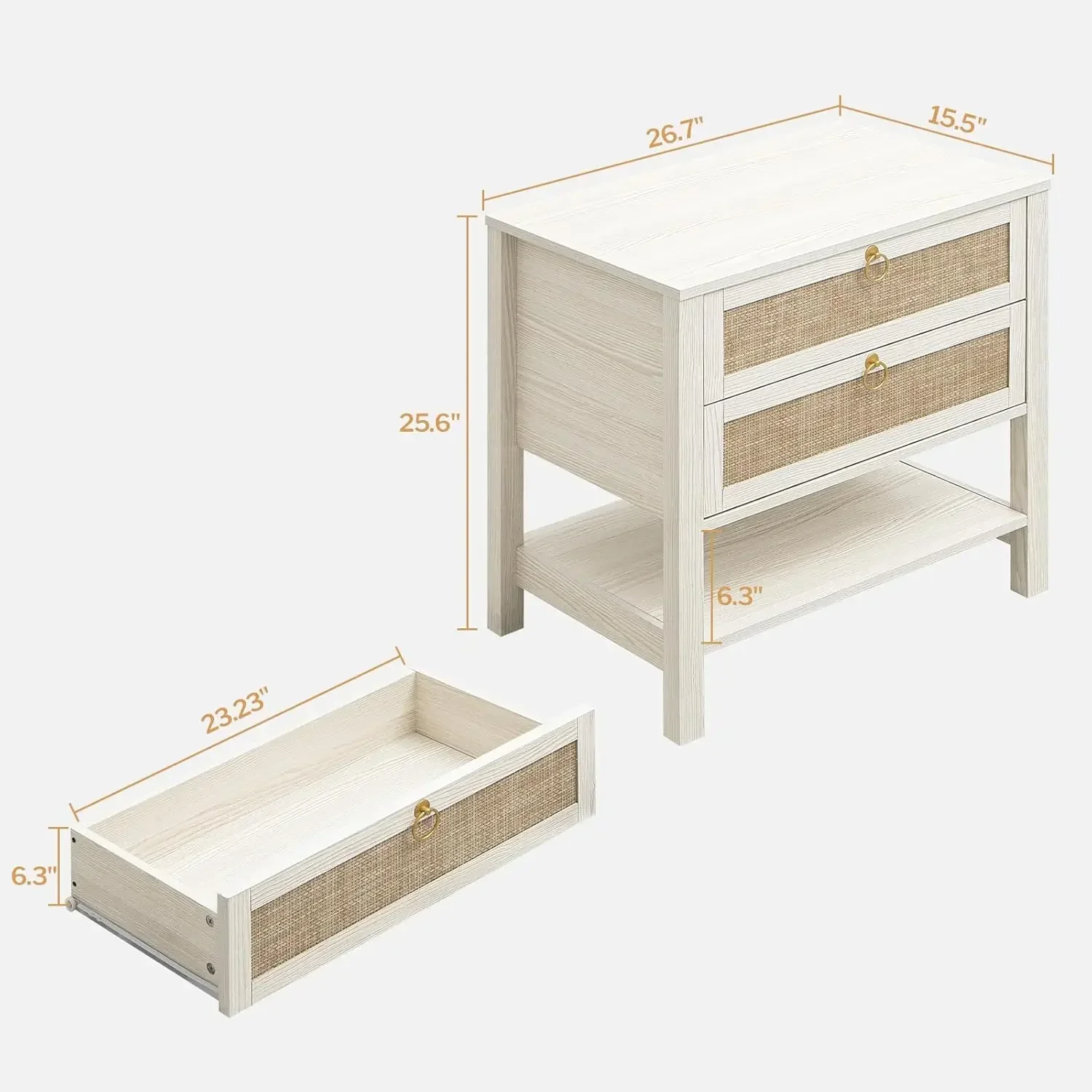 Nightstands Set Of 2 Bedroom Bedside Tables Drawer Open Shelf Boho Rattan Side Tables