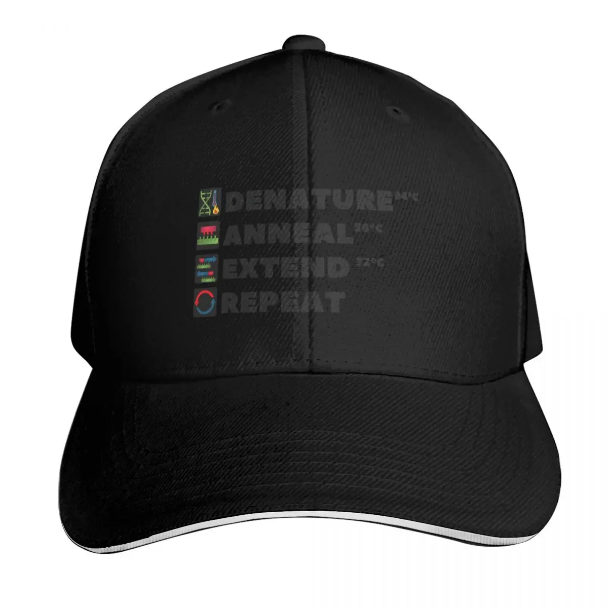 PCR Process Steps of Polymerase Chain Reaction Molecular Biology Science Baseball Cap Men Women Casual Summer Sport Sun Cap