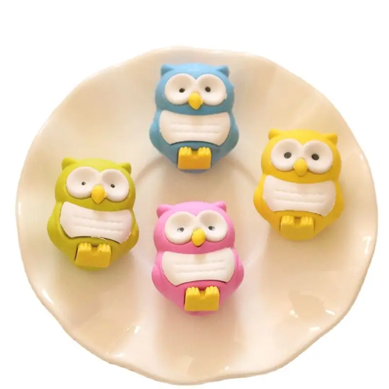 Kawaii Novelty Owl Eraser Pencil Rubber Art Drawing Write Clean Tool School Office Supplies Creative Stationery Gift Kids Toys