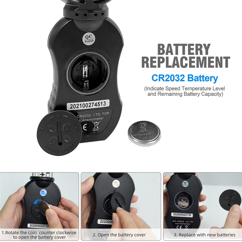 B03B-Instruments de medição de velocidade de anemômetro multifuncional com medição de temperatura e umidade
