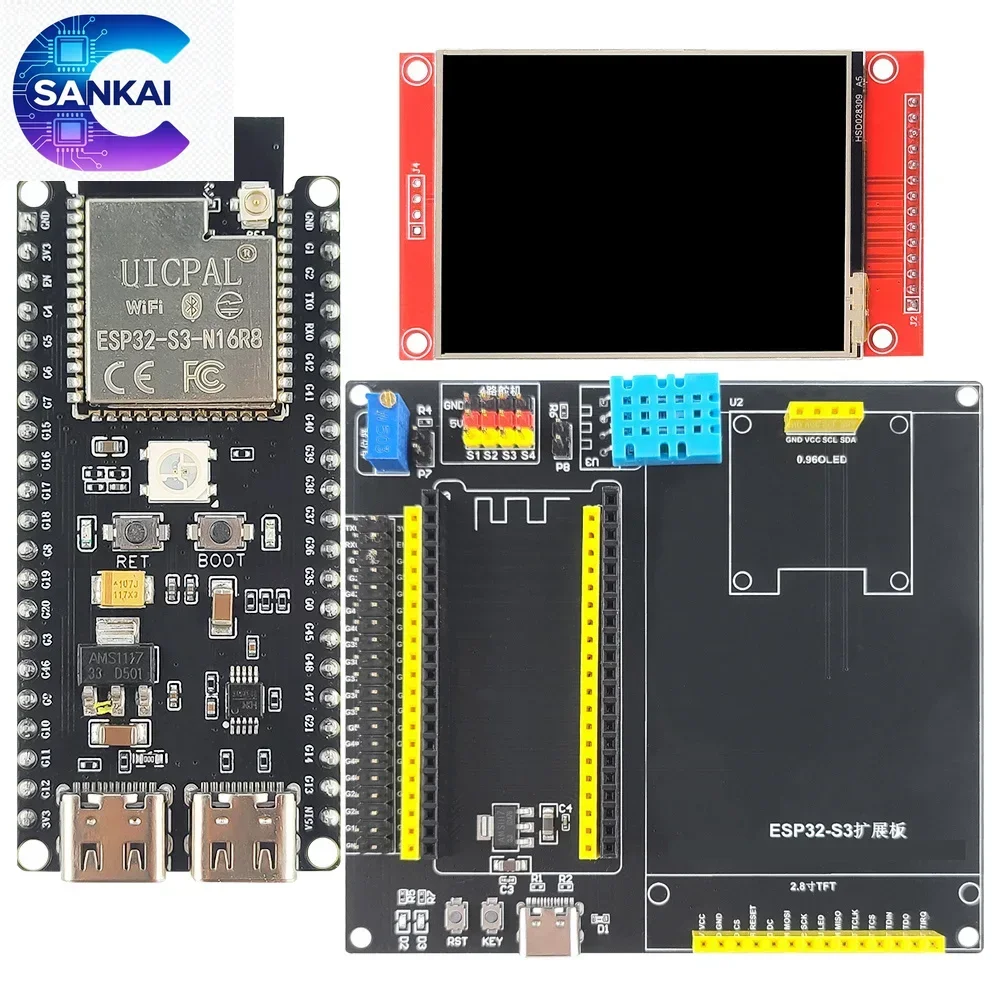 2pcs ESP32-S3-DevKitC-1 N16R8 Development Board,8MB PSRAM, 16MB Flash，CH340C Chip，WiFi & Bluetooth, Type-C Interface Module