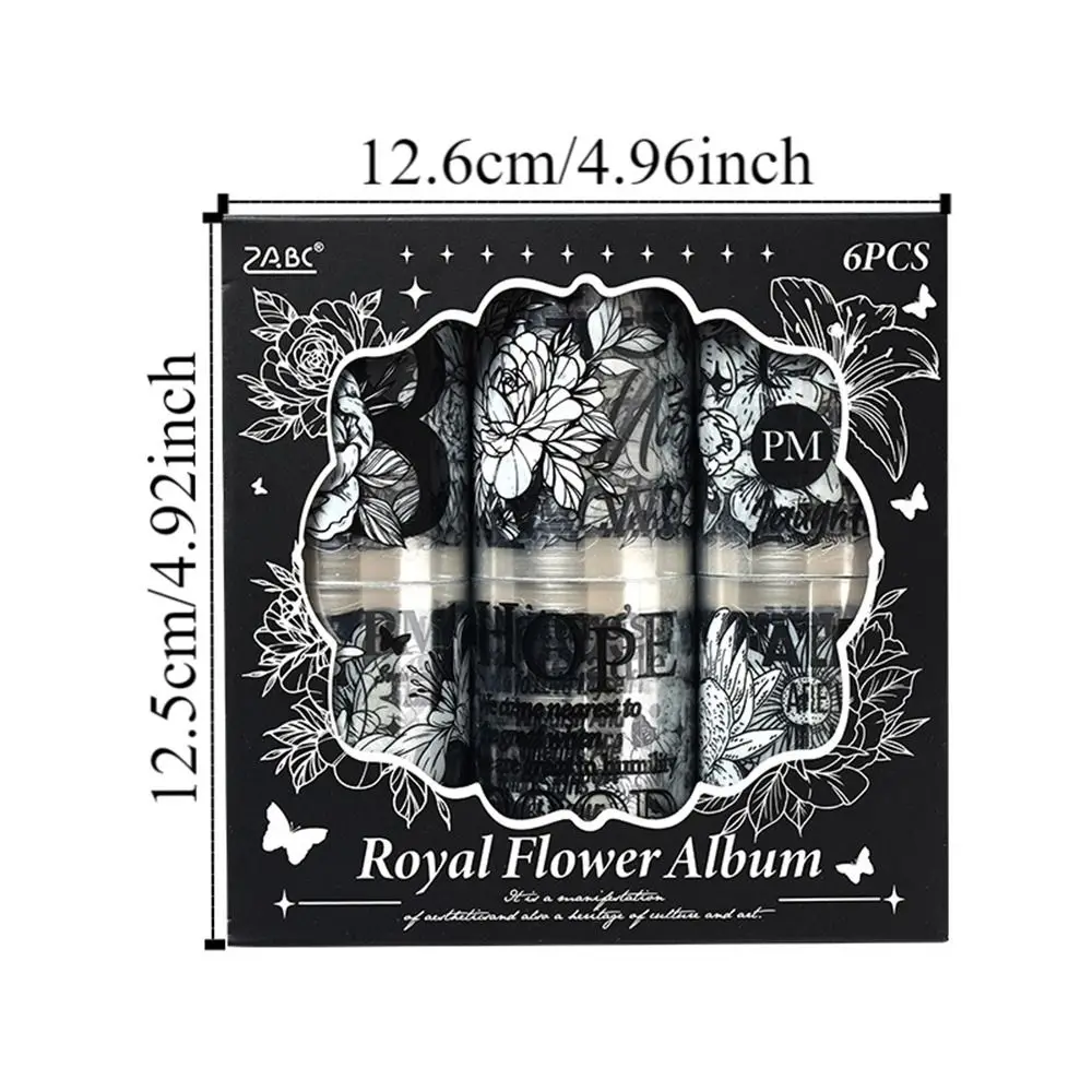 6 рулонов ленты в стиле ретро с цветочным принтом, романтическая лента для скрапбукинга «сделай сам», водонепроницаемая клейкая лента для домашних животных, креативная подарочная упаковка