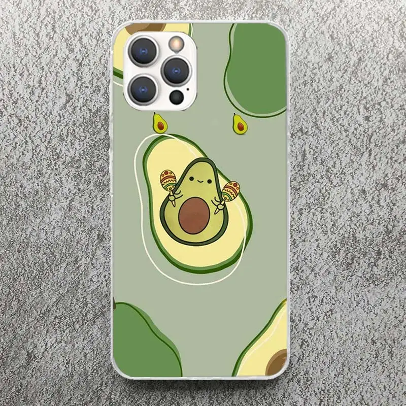 Cartoon Fruit Avocado Print Soft Case for iPhone 16 15 14 13 12 11 Pro Max Art Phone Shell XS XR X SE 7 Plus 8 Pattern Cover for