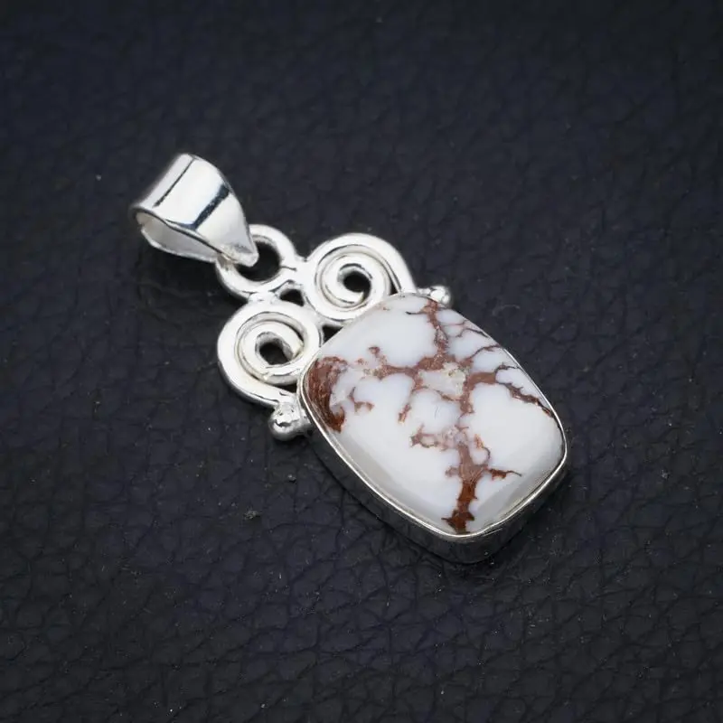 

Хеси ® Подвеска из натурального дерева пенуса и яшмы ручной работы из стерлингового серебра 925 пробы, 1,25 дюйма, F4897