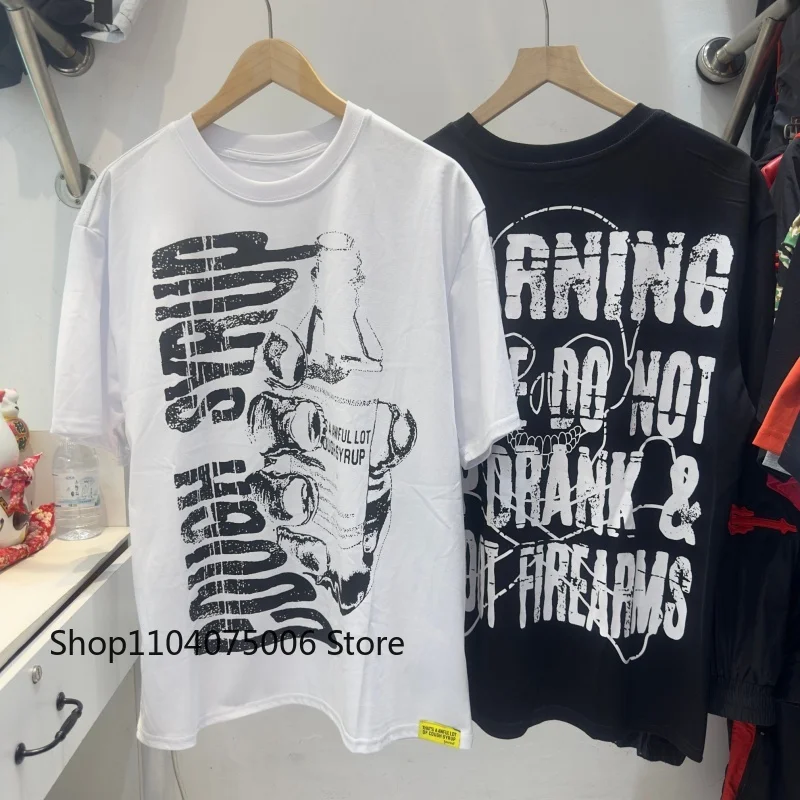 

Trendy Letter Graphic Men's T-Shirt Cough Syrup Print Summer Casual Short Sleeve Top Cartoon Streetwear Comfortable Clothing