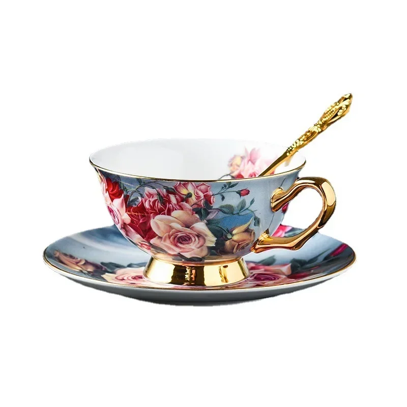 Top-grade Bone Porcelain Coffee Cup and Dish Set Light Luxury Exquisite Gift Box British Set Afternoon Tea Ceramics Tea Cup Set