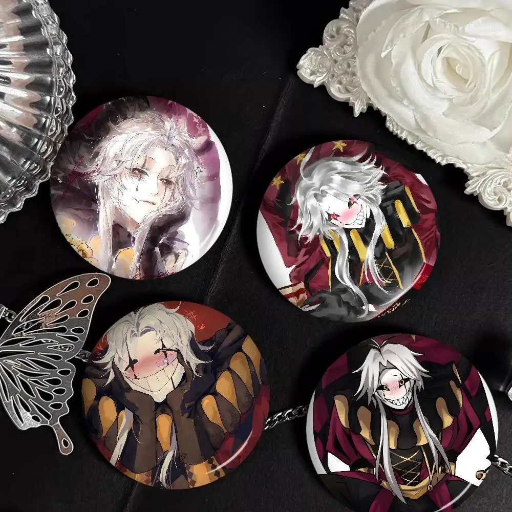 Pierrot Funny Game The Freak Circus Cartoon Brooches Anime Badge Round Handmade Brooch Lapel Pins Jewelry for Backpack