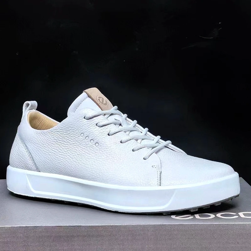 Chaussures de golf en cuir coordonnantes imperméables pour hommes, baskets légères, sports de plein air, marche, baskets, blanc, haute qualité