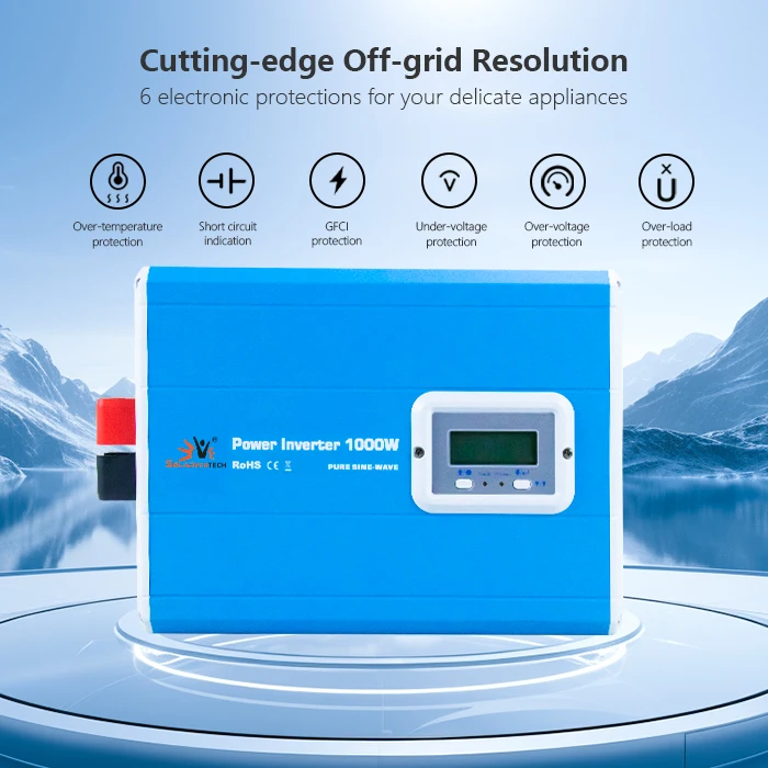 PP1000D 1000W Off-Grid Pure Sine Wave Solar Inverters&converters DC12V/24V To AC 120V/220V/230V For Cars Trucks RVs And Campers